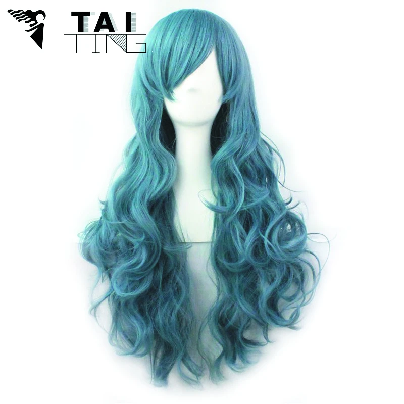 ヤン青い長い巻き毛かつらロリータセックス製品かつら虹合成かつらファムアニメオンブル安いコスプレウィッグ Wig Cosplay Cosplay Competitionswig Care Aliexpress