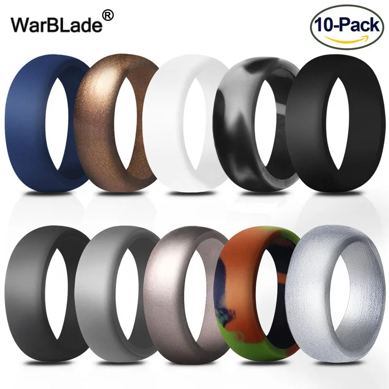 10pcs/set Fashion Silicone Ring For Men Women Wedding Rings Bands Hypoallergenic Crossfit Flexible Sports Silicone Finger Ring