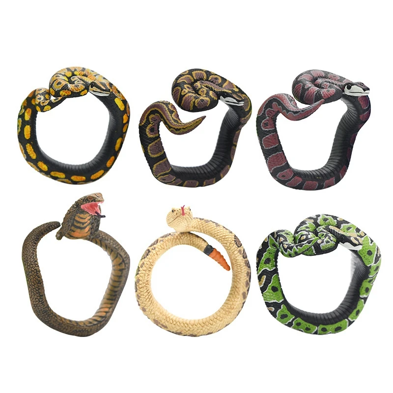 Детские игрушки-приколы со змеиным кольцом, смешная игрушка для детей, Змеиный браслет, имитация кобры, гремучая змея, модель животного, аксессуары, игрушки