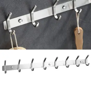 

Home Kitchen Bathroom Punching Wall Mount Towel Coat 8 Hooks Hanger Storage Rack
