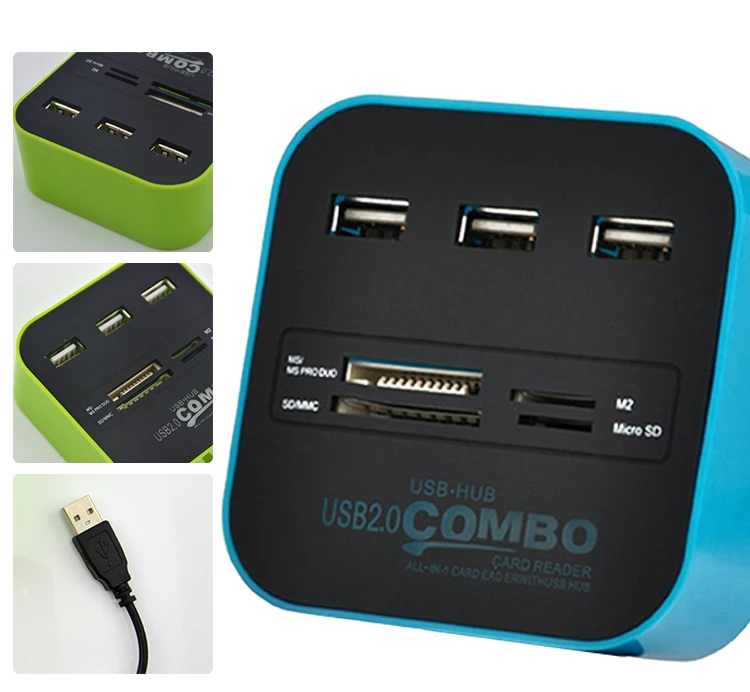 NEO Star 3 Порты и разъёмы USB 2.0 концентратор Card Reader для SD/TF/MMC/M2/MS/ МП все в одном Combo сплиттер для Тетрадь портативных ПК светодиод высокой