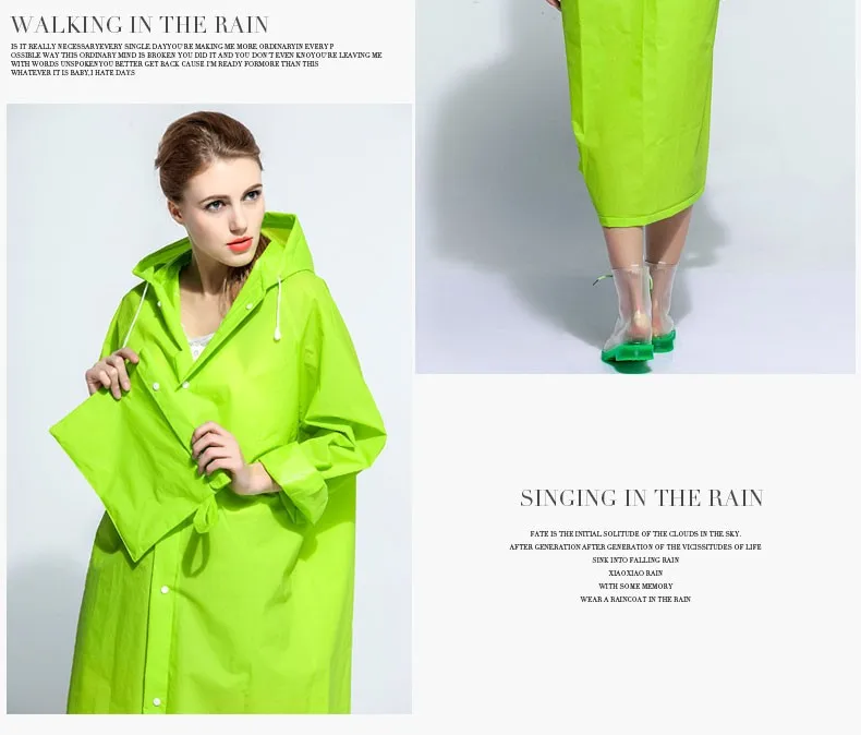 imperméable vert gelée eva transparent hommes et imperméable avec capuche vêtements de pluie pour poncho