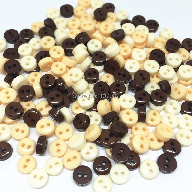 

1000pcs Natural Mixed 6mm Mini Tiny Buttons Resin Round 2 Holes Sewing Accessories Button For Scrapbooking Embellishments