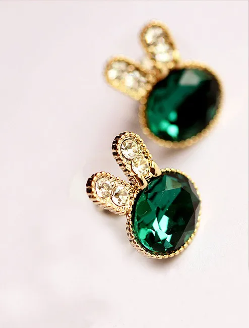 Crystal Cubic Zirconia Rabbit Stud Earrings For Women Girls Fashion Female Gold Rhinestone Ear Jewelry Accessory Pendientes 2 Crystal Cubic Zirconia Rabbit Stud Earrings For Women Girls Fashion Female Gold Rhinestone Ear Jewelry Accessory Pendientes 2