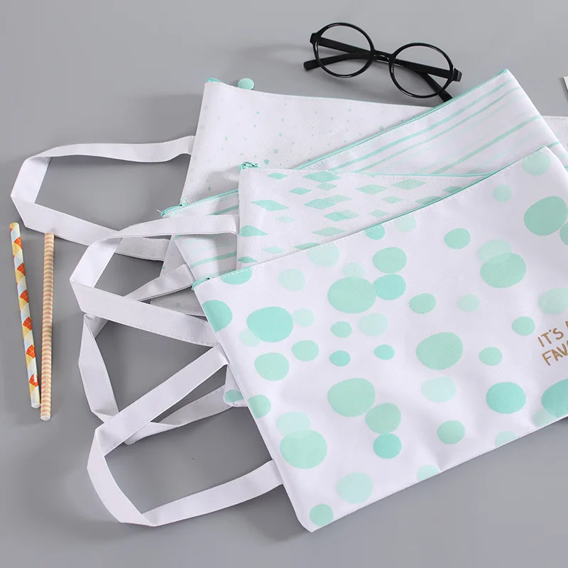 

0380 green A4 portable Oxford canvas paper bag zipper bag exam information Filing Products