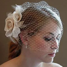 Venta caliente 2017 de La Boda Del Birdcage Velos Champán Flores de Plumas Birdcage Velo Nupcial Piezas de Pelo de La Boda Accesorios Nupciales