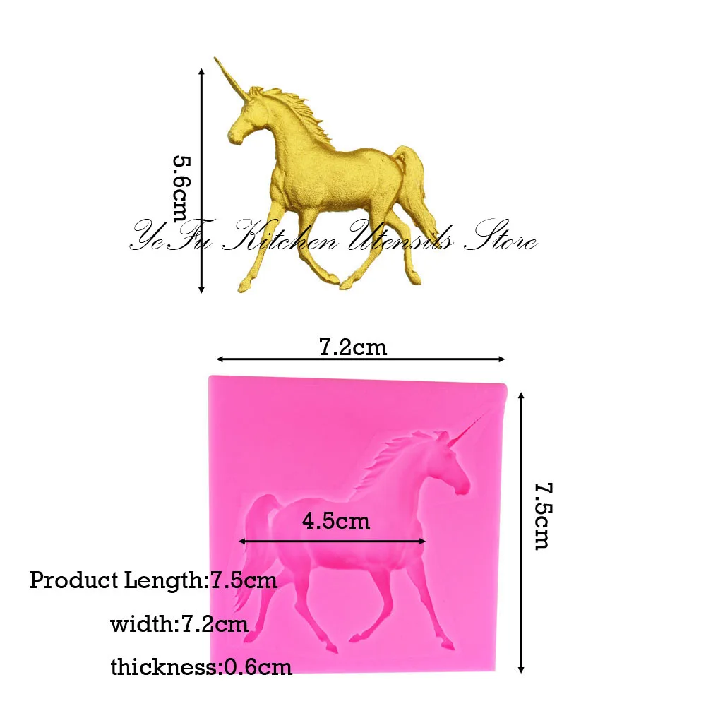 Лошадь Единорог силиконовая форма для выпечки Форма для украшения торта инструменты формы для шоколадной мастики глина/Резина T1059