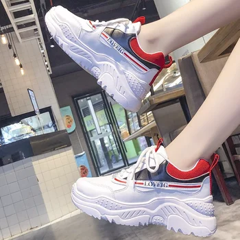 

New 2019 Spring Autumn Sneakers Women Fashion Leather Platform Woman Running Shoes Wild Trend Jogging Walking Shoes Woman Y2-83