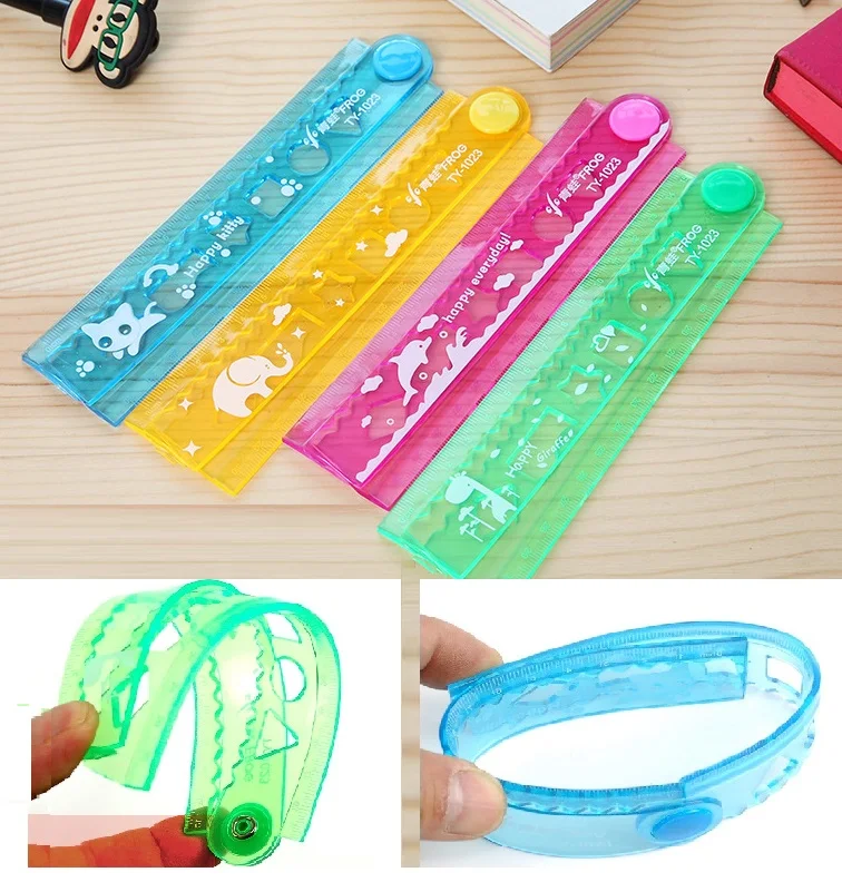 1Pcs 30cm Folding Ruler Student Stationery Multicolour Soft Flexible