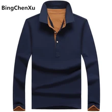 Bingchenxu Брендовые мужские поло тёплые рубашки поло хлопок с длинными рукавами Camisas Polo Homme Slim Fit Повседневная мужская рубашка-поло 4XL 467