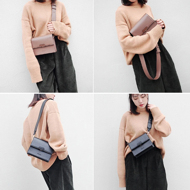 Wide shoulder strap crossbody bags for women Quality PU leather casual bag designer HSC106