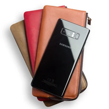 

Genuine Cow Skin Phone Pouch + Money Wallet + Card Pocket Bags for Samsung Galaxy Note8 Cowhide Leather Cover for Samsung Note 8