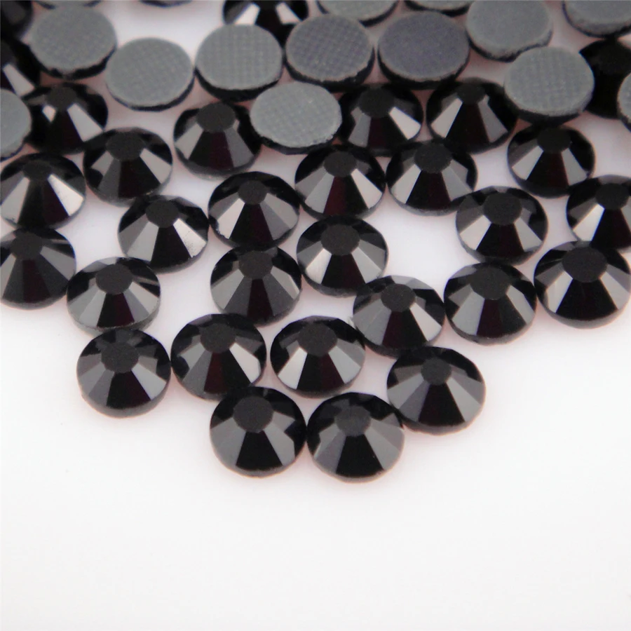 

Super Glitter 1440pcs SS6-SS30 Flatback Multi color HotFix Rhinestones For Nail Art Decoration Shoes And Dancing Hot sale Black