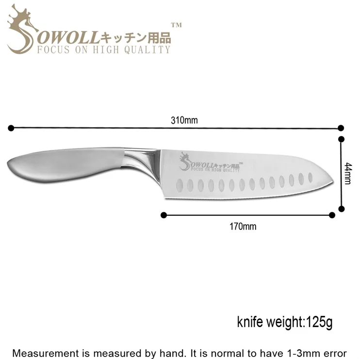 SOWOLL 7 дюймов нержавеющая сталь разделочный кухонный нож Поставки Кливер Santoku нож из нержавеющей стали Nakiri измельчитель нож для резки - Цвет: 7 inch Santoku