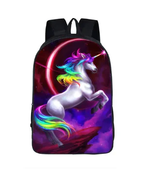 

16 Inch Galaxy Universe Unicorn Cat Horse Kids School Bags Backpack Girls Boys Teenager Bag Children Space Star Schoolbags
