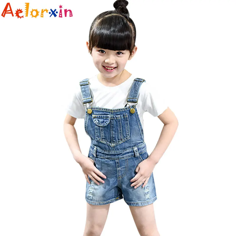 

Girls Overalls For Kids Jumpsuit Clothes Casual Denim Short Pants Summer Baby Denim Bib Pants/Jeans Vestidos 6 8 10 12 14 Years