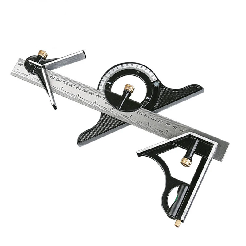 300mm(12") Adjustable Engineers Combination Square Protractor Level SAE