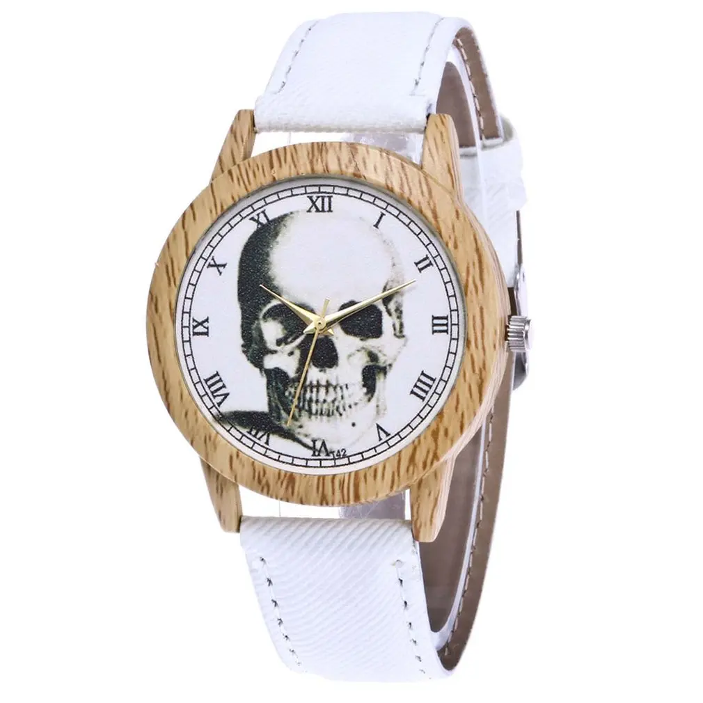 

New Women's Bracelet Watches Simple Leather Skull Pattern Quartz Wristwatches Women Clock Luxury Ladies Dress Watches