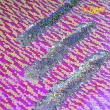 Новое поступление 1-5 ярдов вышивка пайетками Реверсивные Блестки Ткань Русалка Блестки Ткань для свадьбы/вечерние/Рождественский Декор