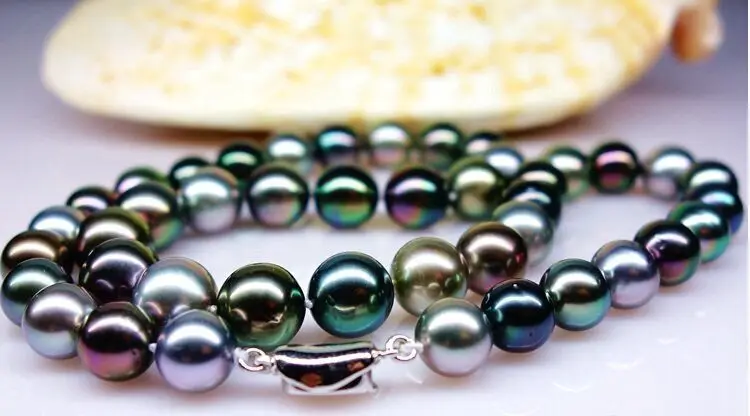 

20" 9-10MM SOUTH SEA BLACK MULTICOLOR PEARL NECKLACE AAA