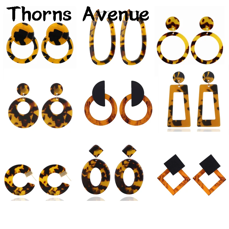 

New Fashion Geometric Round Square Acrylic Earrings Bohemian Vintage Wedding Dangle Drop Earrings For Women Party Jewelry
