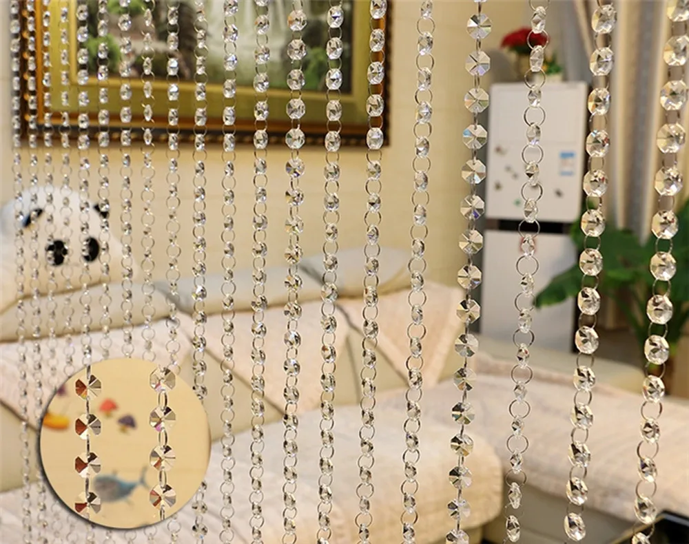 

1PCS Bead Curtain Acrylic Crystal Curtain Octagonal Bead Curtains On The Door Festive Party Indoor Home Wedding Decor New #10