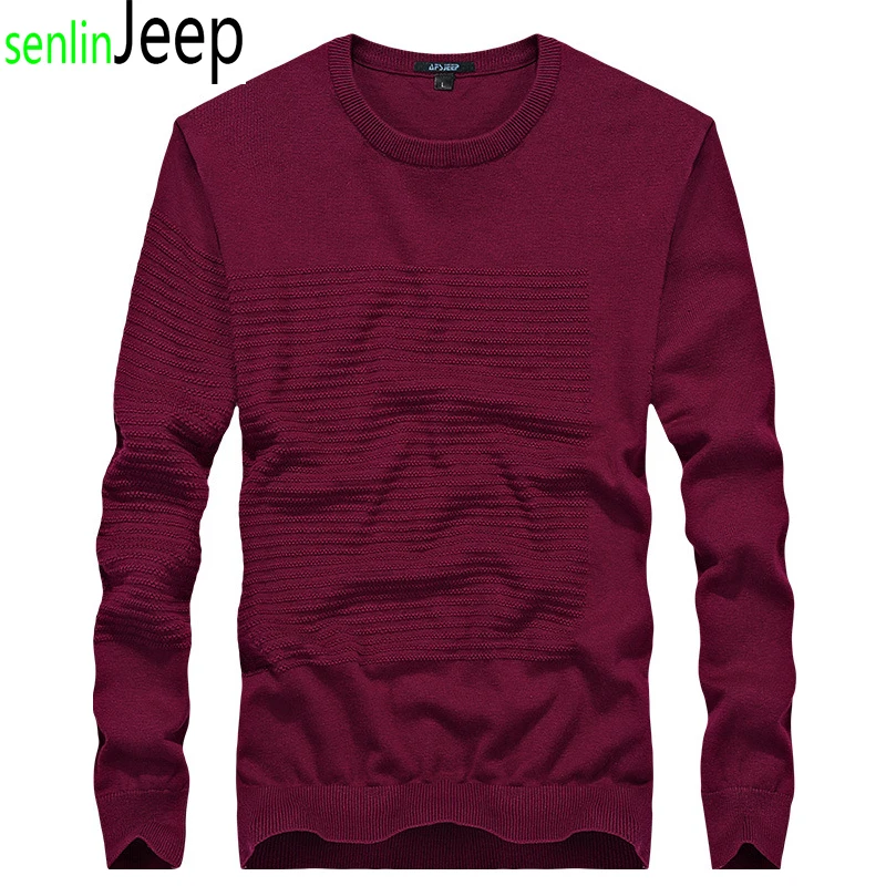 2017 Young Men's New Round Neck Solid Color Joker Knit