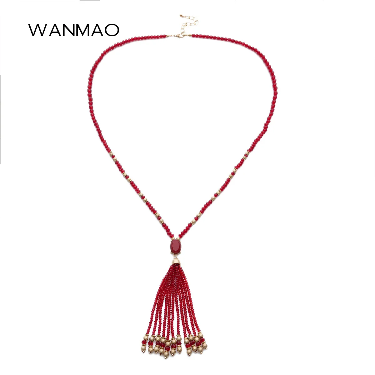 Fashion retro long beaded necklace simple personality tassel creative