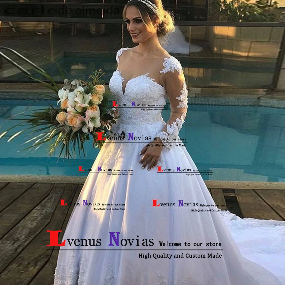 Vestido Branco Longo Gelinlik винтажное бальное платье с длинным рукавом свадебные платья 2020