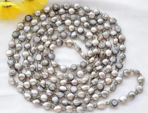 

song voge gem nanJ1677 baroque gray freshwater pearl faceted smoky quartz necklace