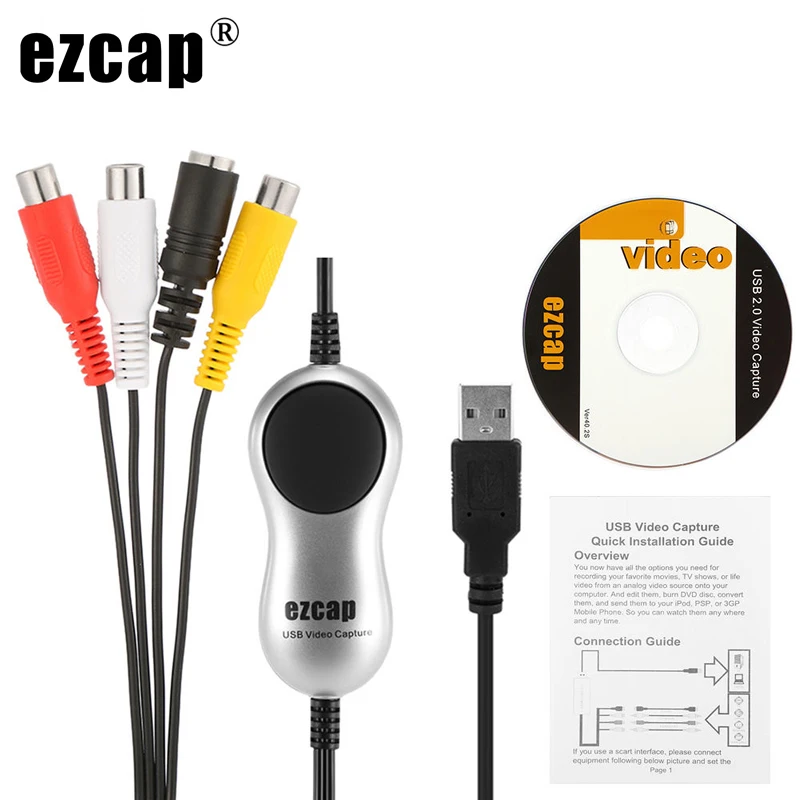 USB 2.0 8MM Video Tape Cassette Video Capture Game TV Box Recorder Analog Video Audio to Digital Format for Windows 7 8 10 Win10