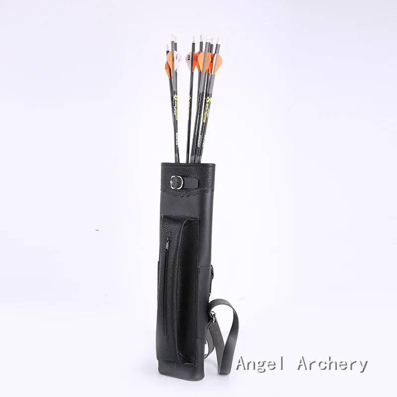 

Handmade pure black Leather Archery Quiver Back Bow Arrow Holder Pocket For Bow Hunting Arrow Hunting Archery,1PCS/LOT