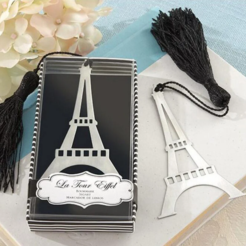 

(10 pieces/lot) Popular America Europe Style Fashion Eiffel Tower Bookmark In Gift Box For Wedding Souvenir Party Supplies BK010