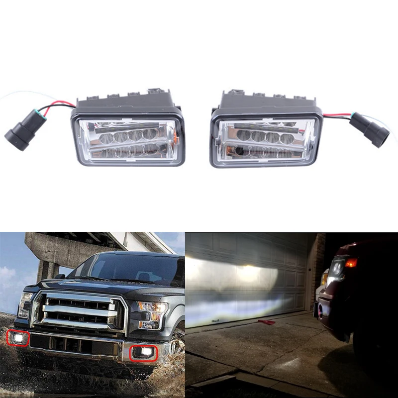 Chrome Premium LED Projector Fog Light Clear Lens With DRL Light For Ford F150 2015 2016 2017 2018 Plug And Play (1)