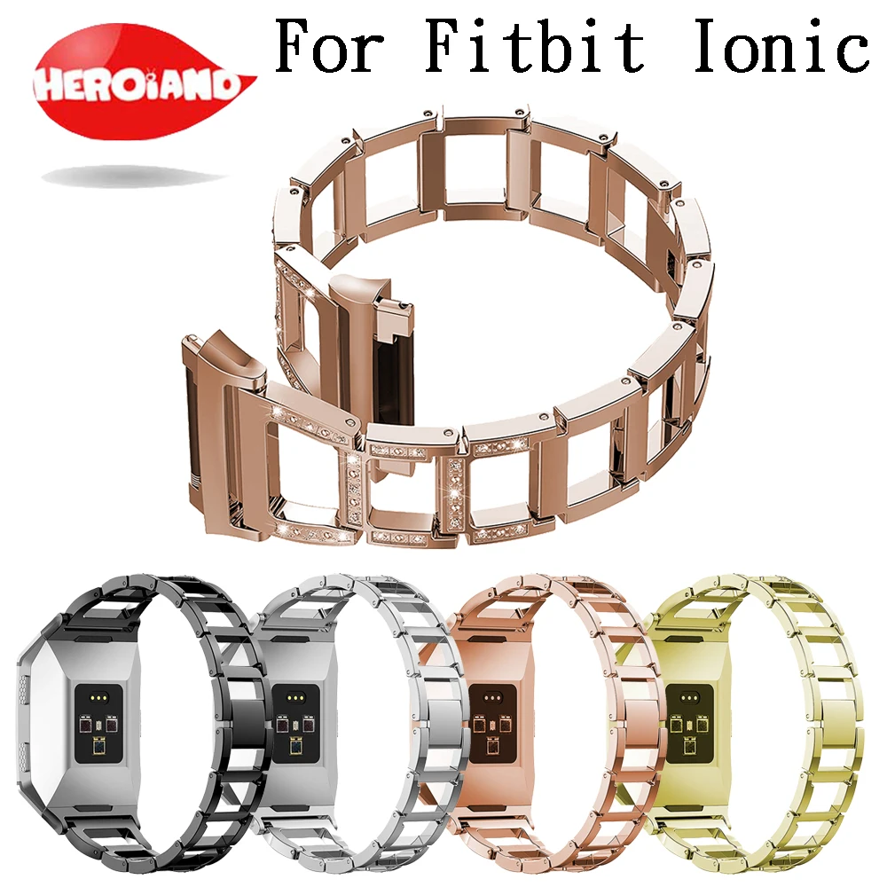 

For Fitbit Ionic Band Luxury Rhinestone Stainless SteelStrap Smartwatch Metal Replacement Wrist tracker bracelet Smart WatchBand