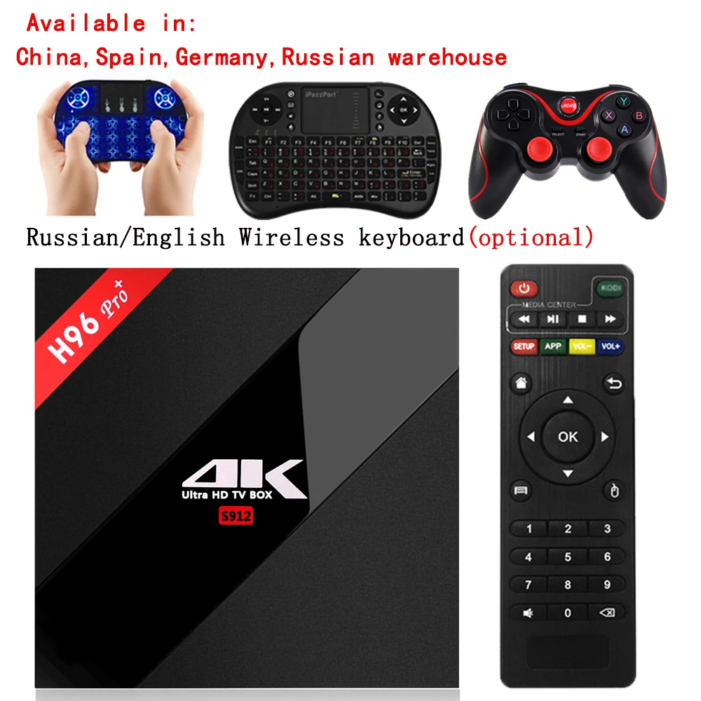 

2G 3G/32G 16GB H96 Pro Plus Amlogic S912 Android 7.1 Smart TV Box Octa Core 2.4GHz/5.0GHz WiFi BT H96 Pro + Media player TV Box