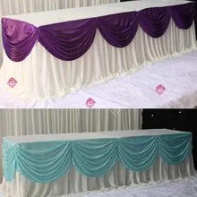 Юбка для стола s белая шелковая однотонная 20 футов(6 м) юбка для стола с фиолетовым/Тиффани синие крутые Свадебные украшения Скатерть