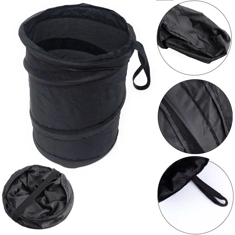 

Car Auto Mini Trash Can Waste Bin Storage Container Office Black Color