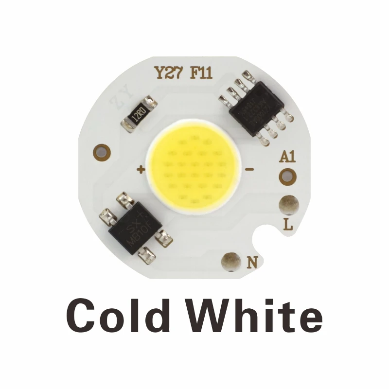 5 шт. светодиодный COB Чип-светильник AC 220 В, 3 Вт, 5 Вт, 7 Вт, 9 Вт, умный IC дневной, холодный, теплый белый, DIY, светодиодный светильник, прожектор, светильник - Испускаемый цвет: Cold White