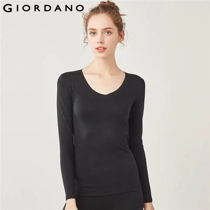 Giordano Women Thermal Undershirt Women G Warmer Seamless Design V Neck ...