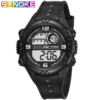 

SYNOKE Chinese Fashion Dial Outdoor Sports Waterproof men watch digital Watches Plastic LED Electronics Black Men Wrist