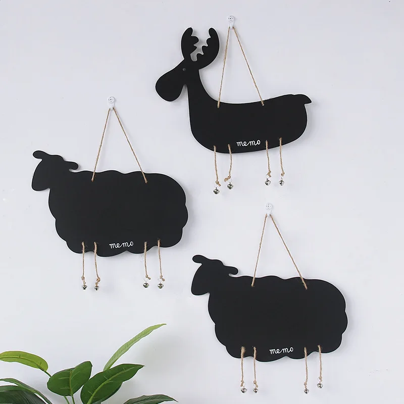 

Cartoon Sheep Blackboard Double Sided Erasable Chalkboard Wordpad Message Black Board Kids Wooden Memo Children's Room Sign