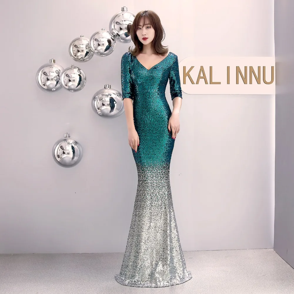 Dress Summer with Sequin Woman Half Sleeve V Neck Mermaid Luxury Long Dress Women Sexy Night Club Party Maxi Ladies Dresses (8)