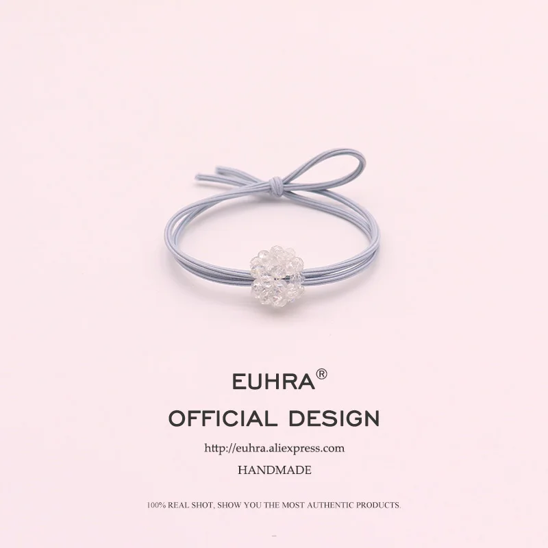 EUHRA, 5 цветов, маленький хрустальный шарик, бисер, эластичная резинка для волос для женщин, Детские резинки, высокая эластичность