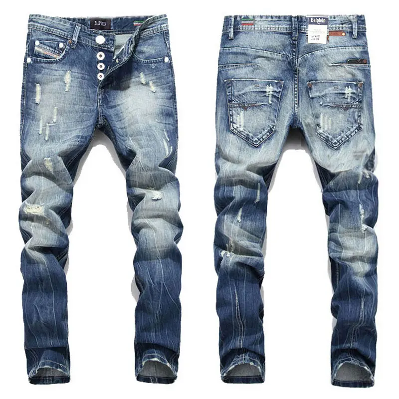Новинка, горячая распродажа, модные мужские джинсы, бренд Balplein, прямые, рваные джинсы, итальянский дизайнер огорчен, джинсовые джинсы Homme! A982