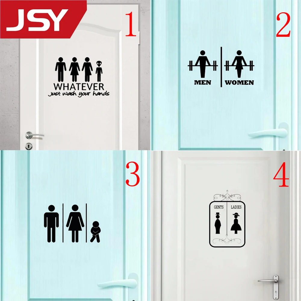 

Unisex Restroom Bathroom Toilet Door Wall Decal Vinyl Sticker Decor Funny Wash Your Hands Alien Home Decoration