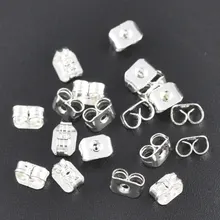 DoreenBeads медные серьги компоненты столба фиксатор бант посеребренный 5 мм(2/") х 4 мм(1/8"), 50 шт