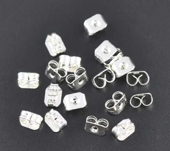 DoreenBeads медные компоненты для сережек стопор бант посеребренный 5 мм (2/8 дюйма) x 4 (1/8