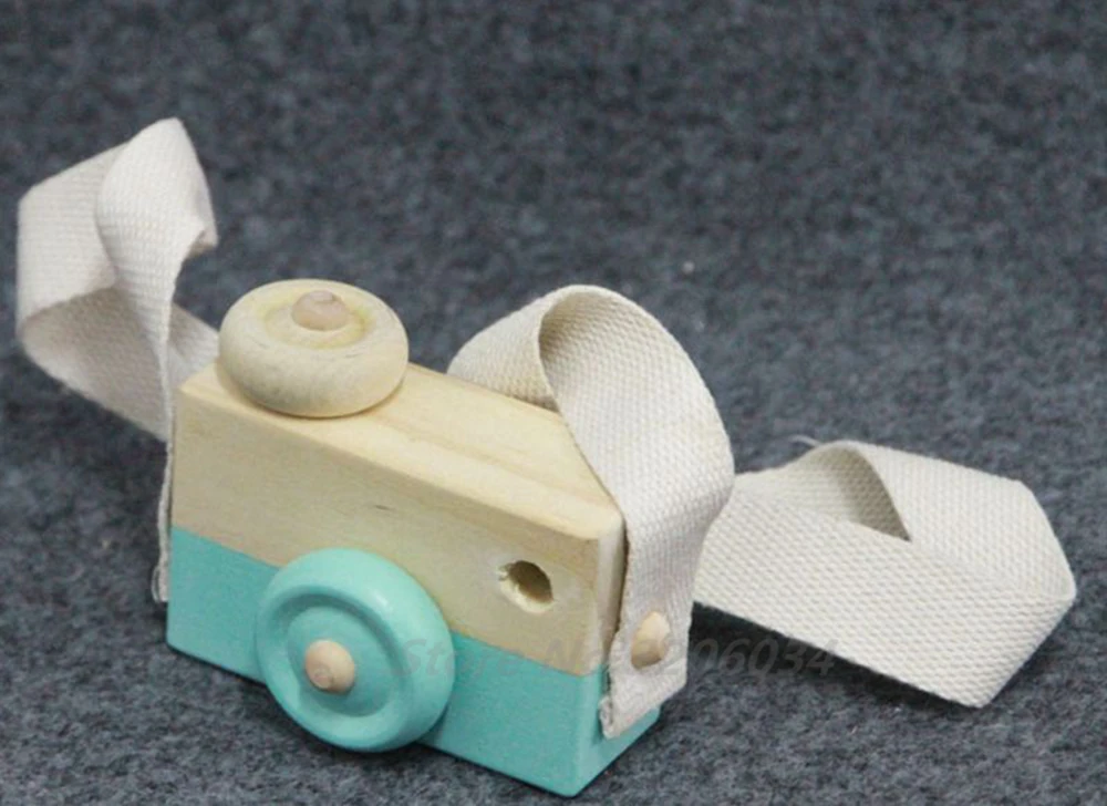 Toy Camera Cute Cartoon Baby Wooden Toy Kids Creative Neck Camera Photography Prop Decoration Children Playing House Tool (5)