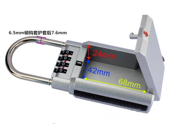 Серебро 4 цифры Комбинации пароль ключ безопасности коробка замок висячий замок для хранения ключей организатор цинковый сплав